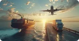 Integrated freight transport at sunset